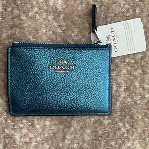 Coach Leather Mini Skinny in Metallic Blue